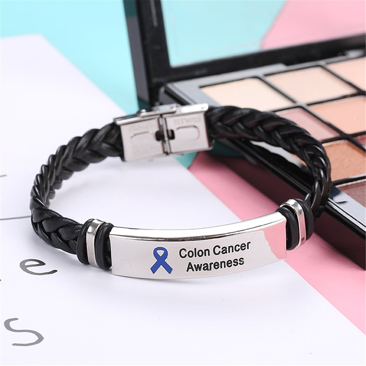 Colon Cancer Leather Awareness Bracelet