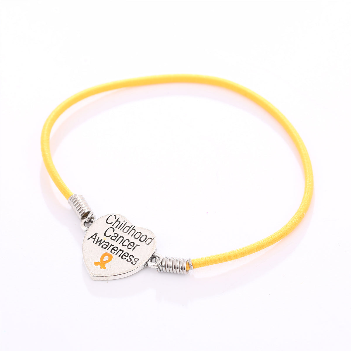 Childhood Cancer Heart Charm Stretch Bracelet