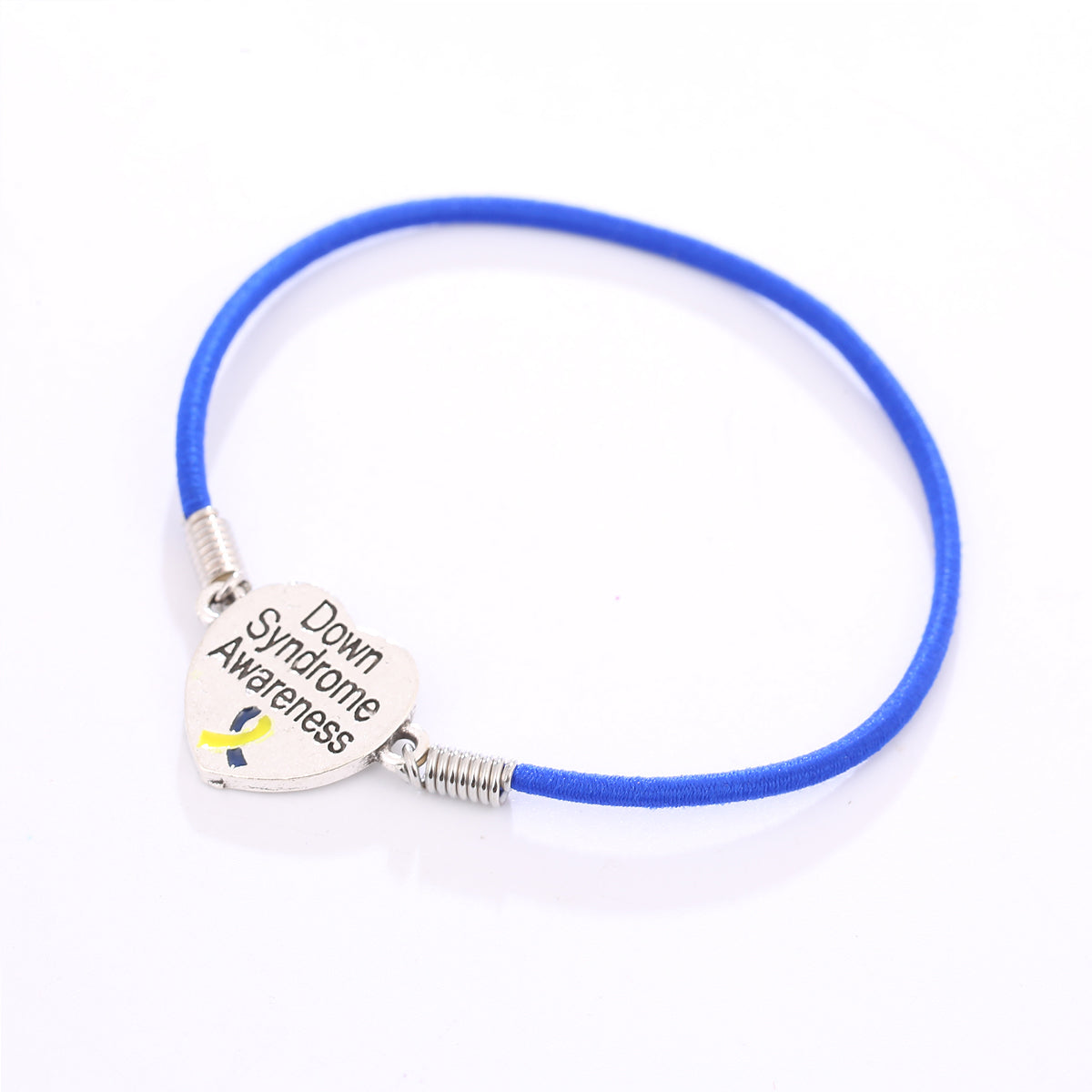 Down Syndrome Awareness Heart Charm Stretch Bracelet