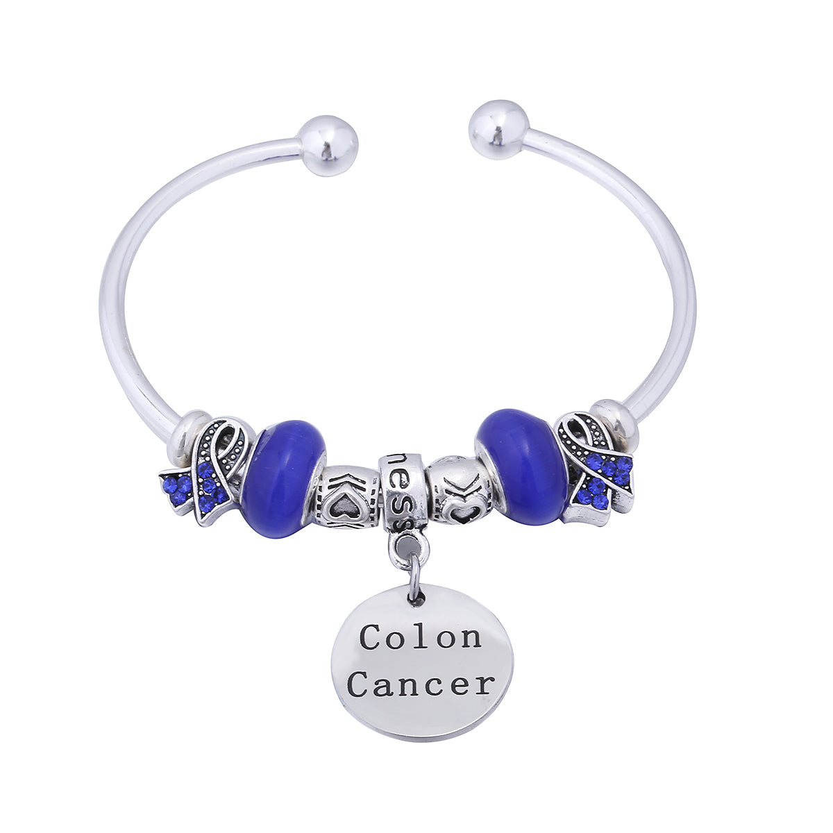 Colon Cancer Awareness Charm Bangle Bracelet