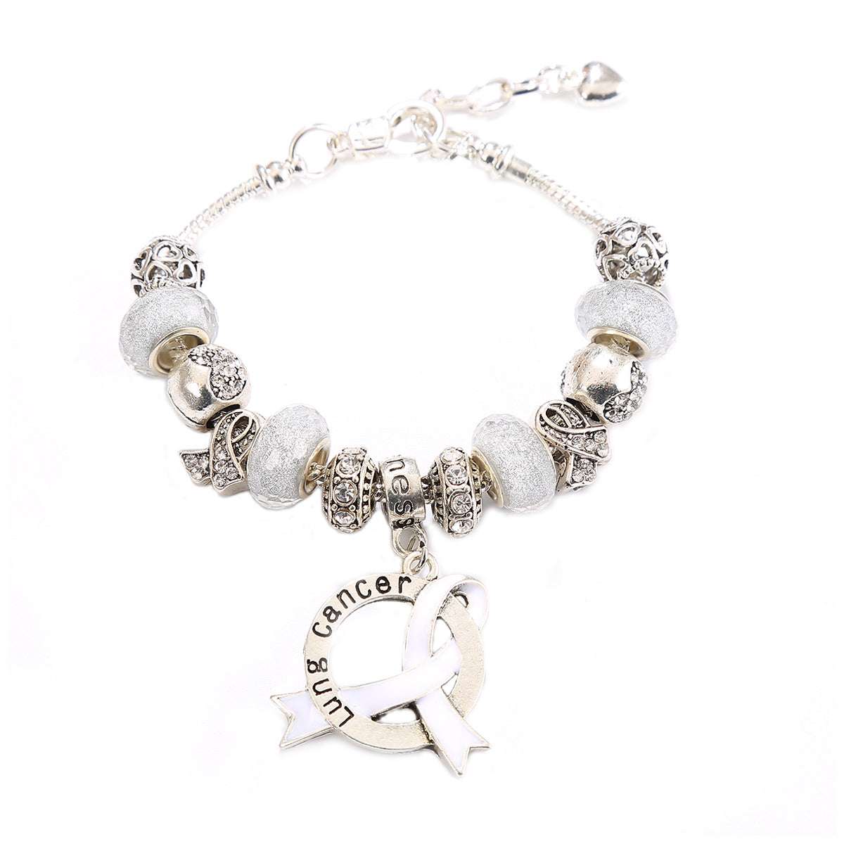 Lung Cancer Awareness Luxury Charm Bracelet