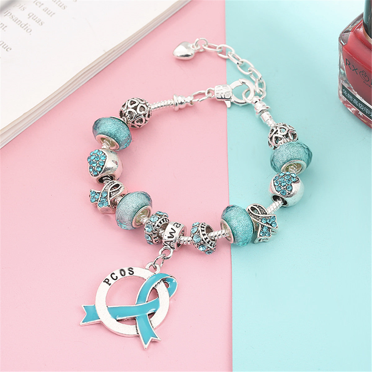 PCOS Awareness Luxury Charm Bracelet