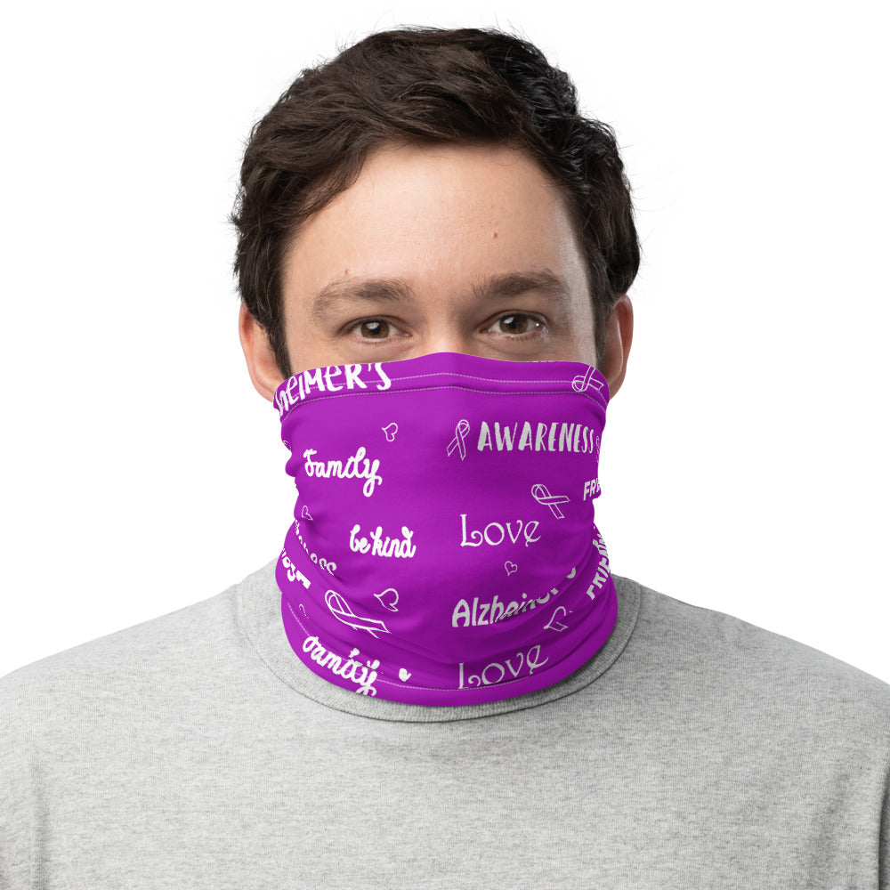 Alzheimer’s Awareness Love and Be Kind Word Pattern Face Mask / Neck Gaiter