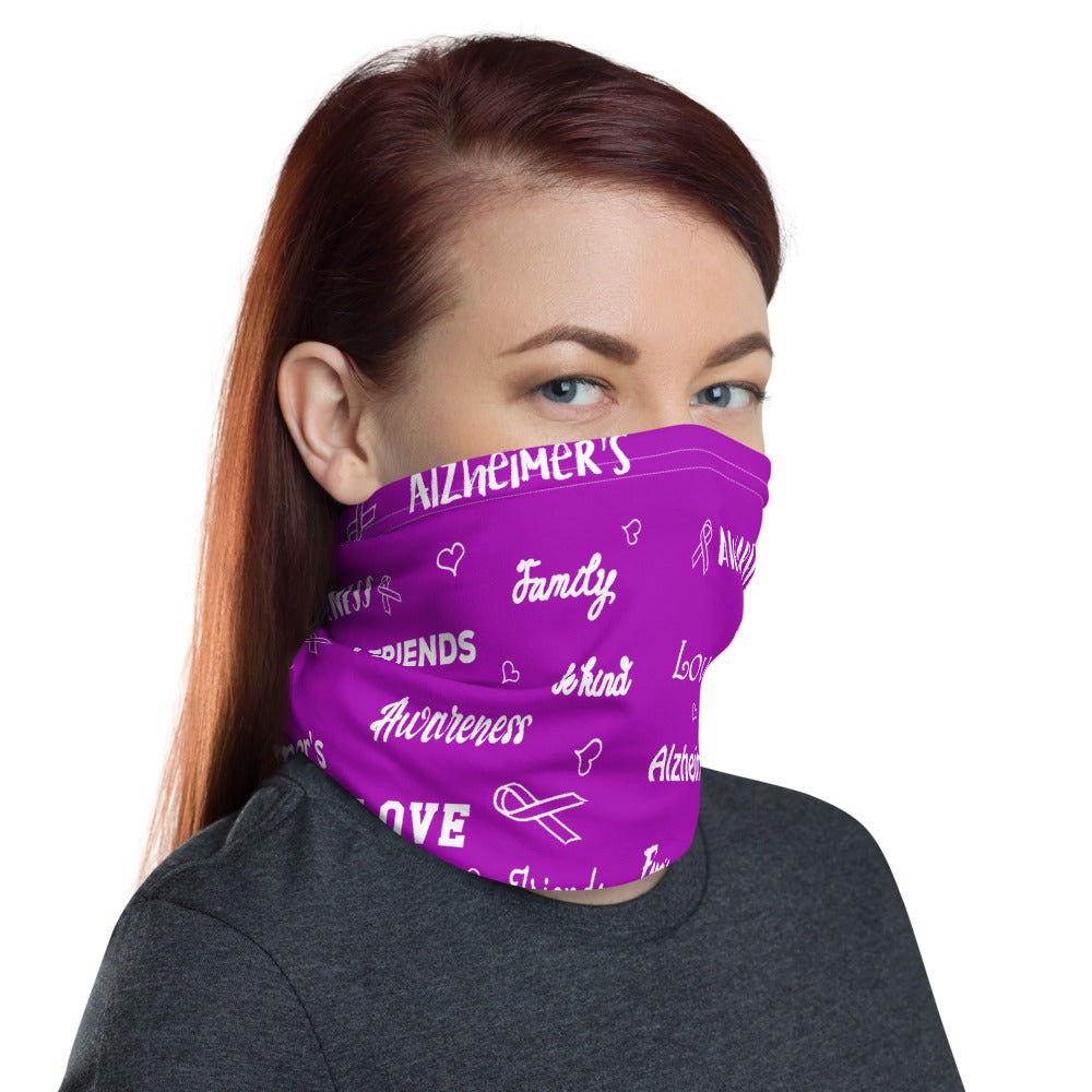 Alzheimer’s Awareness Love and Be Kind Word Pattern Face Mask / Neck Gaiter