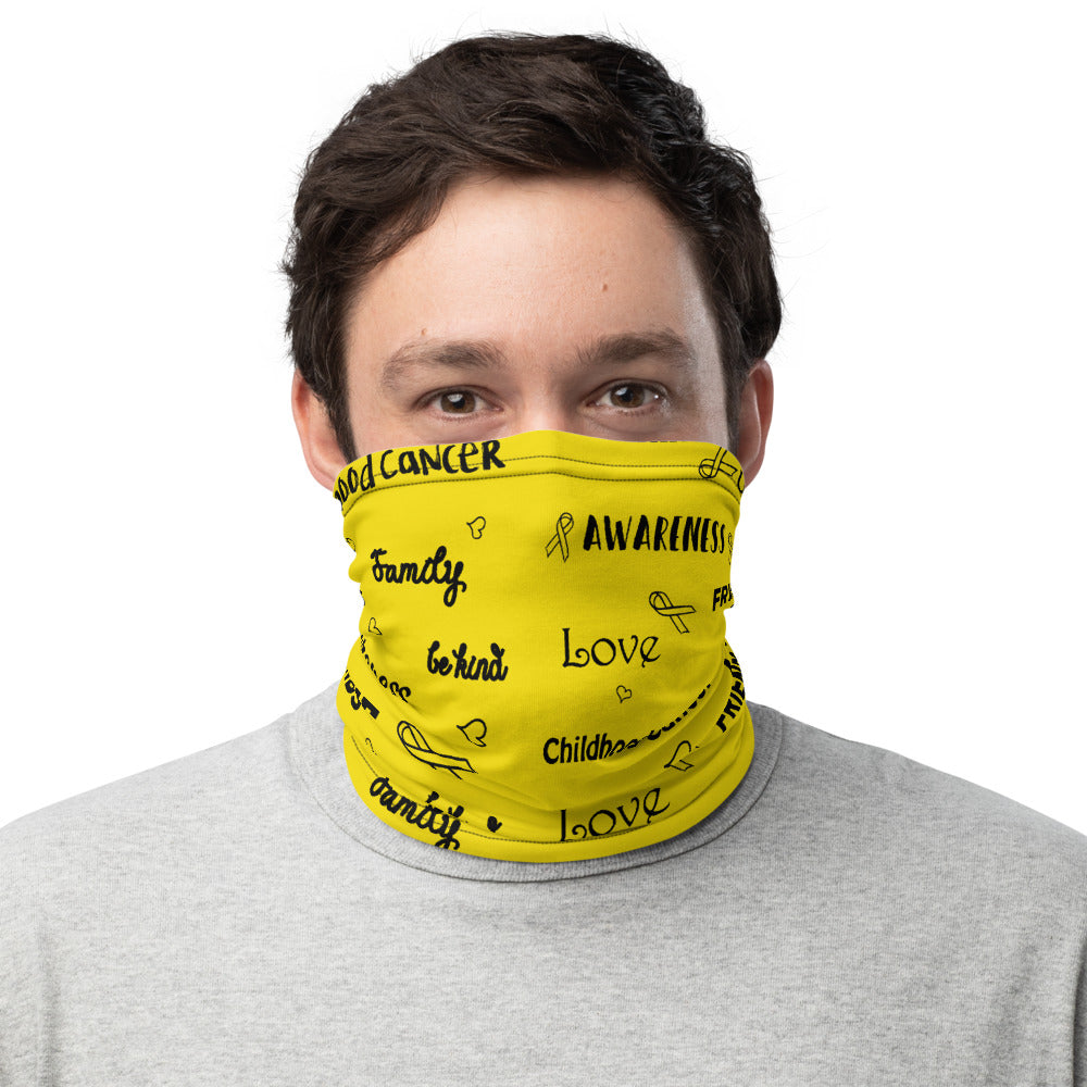 Childhood Cancer Awareness Love and Be Kind Word Pattern Face Mask / Neck Gaiter