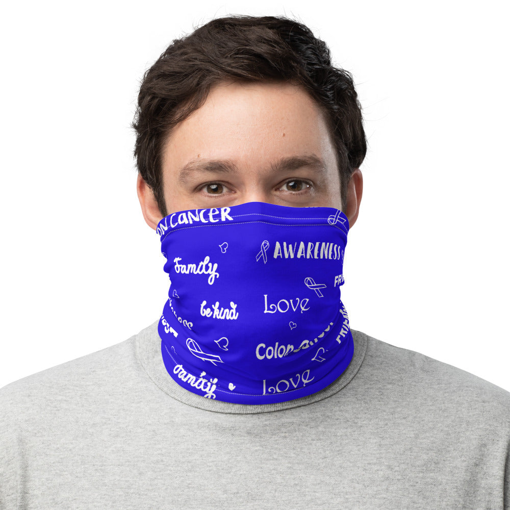 Colon Cancer Awareness Love and Be Kind Word Pattern Face Mask / Neck Gaiter