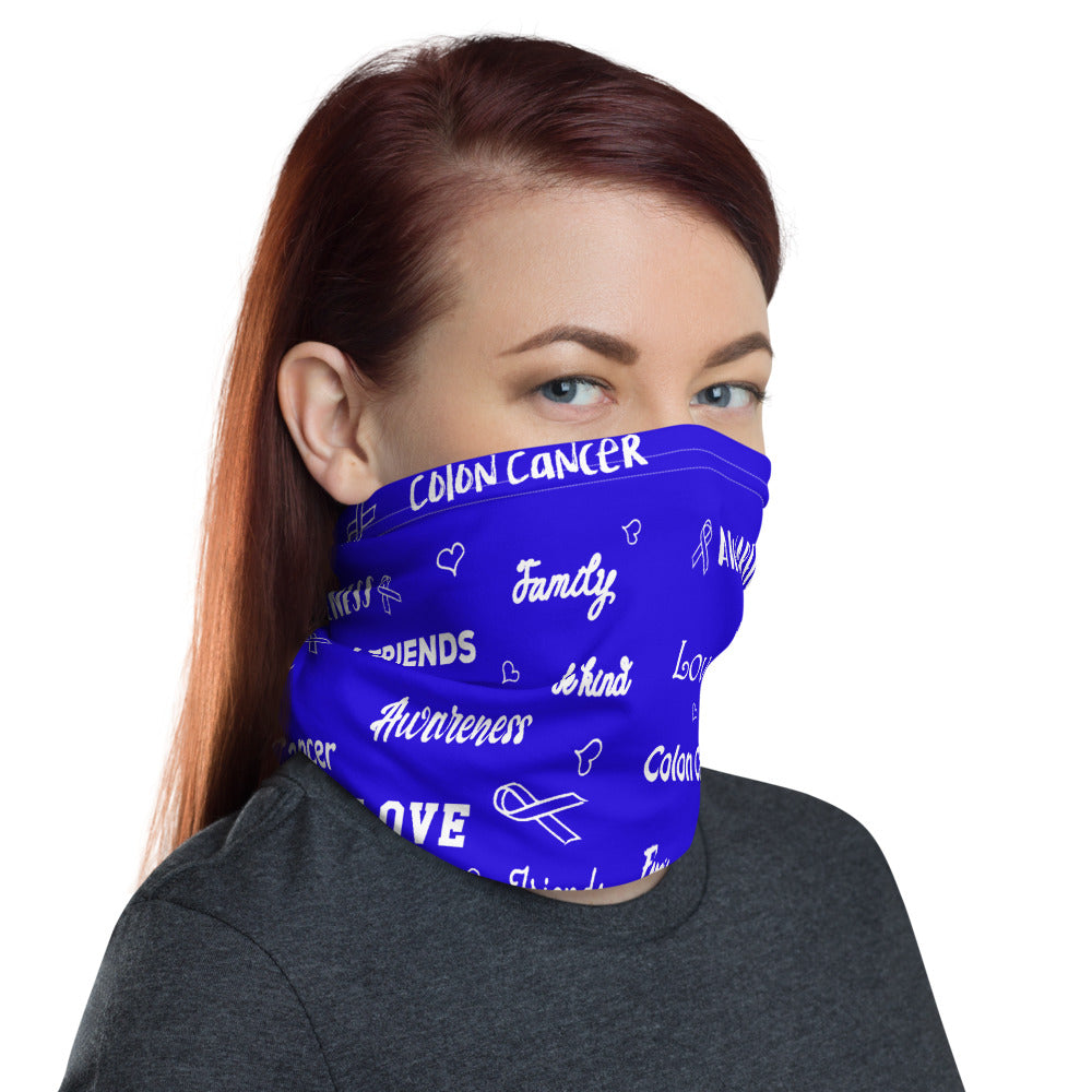 Colon Cancer Awareness Love and Be Kind Word Pattern Face Mask / Neck Gaiter