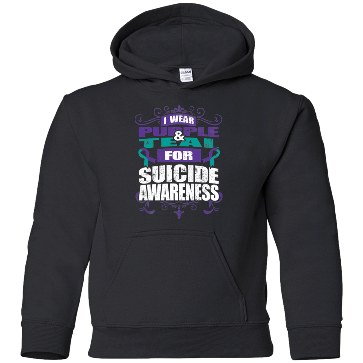 I Wear Teal & Purple for Suicide Awareness! KIDS Hoodie