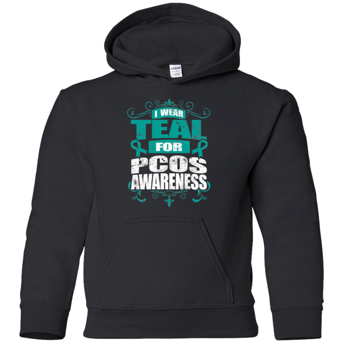 I Wear Teal for PCOS Awareness! KIDS Hoodie