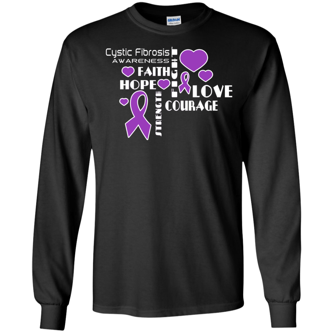 Hope Faith Love Cystic Fibrosis Awareness Long sleeve & Sweater