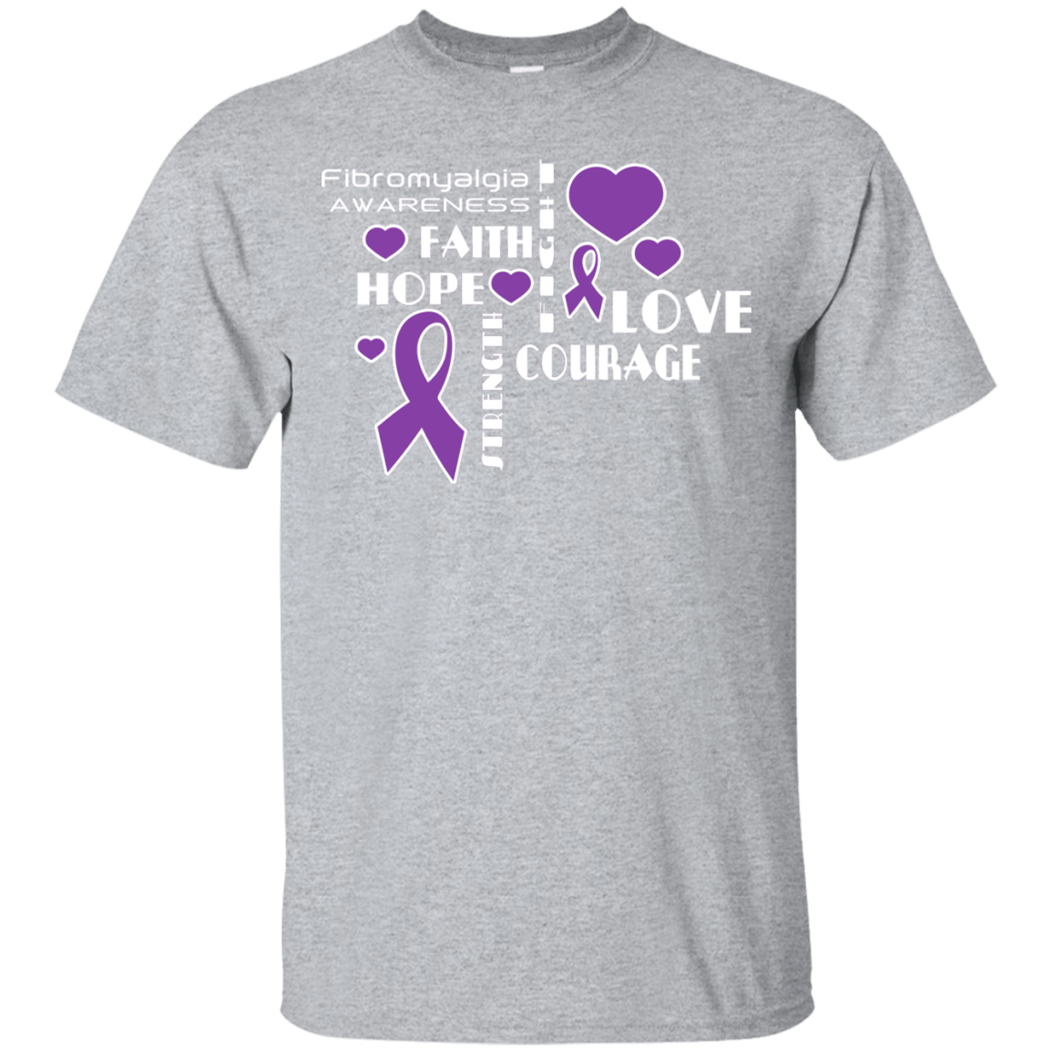 Hope Faith Love Fibromyalgia Awareness T-Shirt