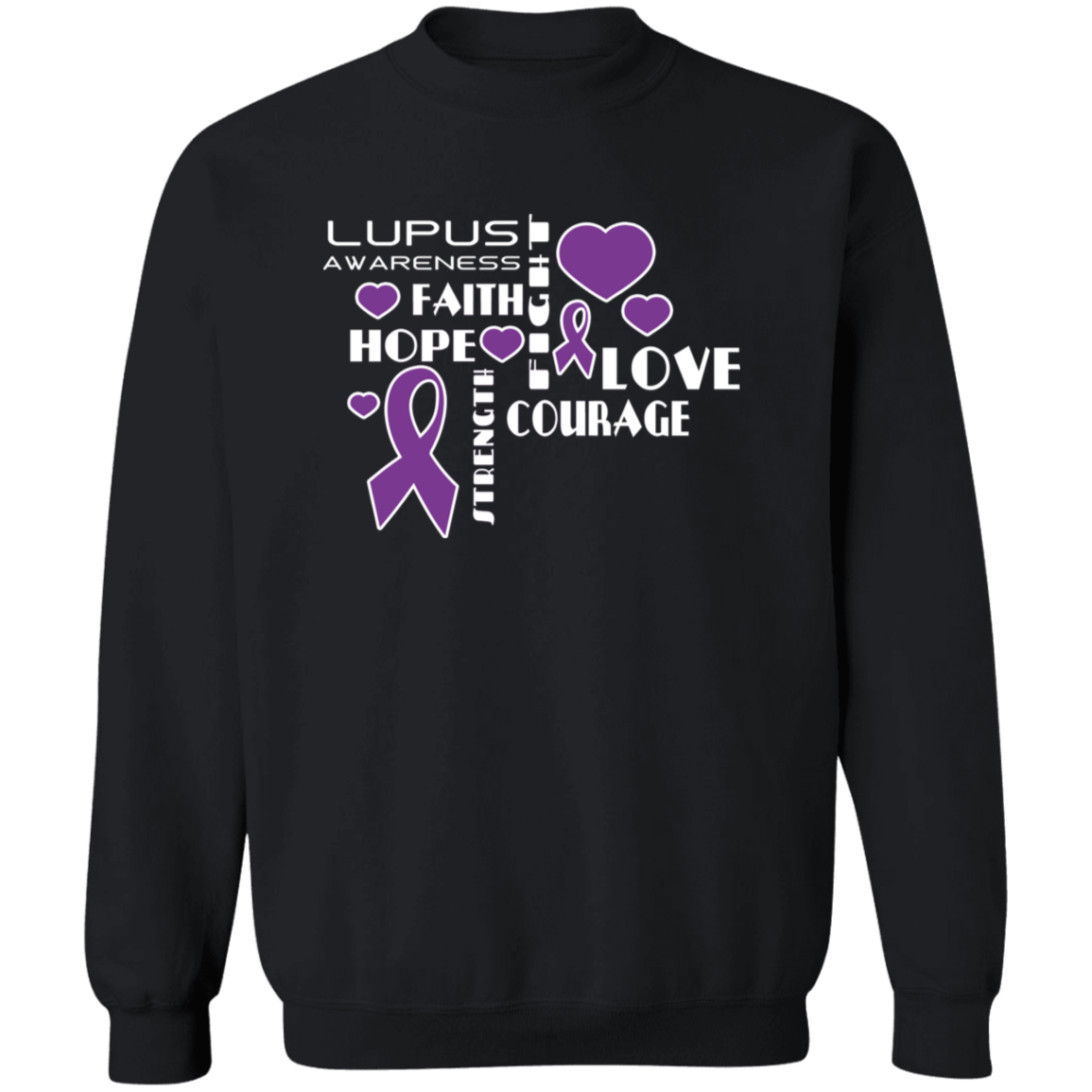 “Hope Faith Love” Lupus Awareness Crewneck Pullover Sweatshirt