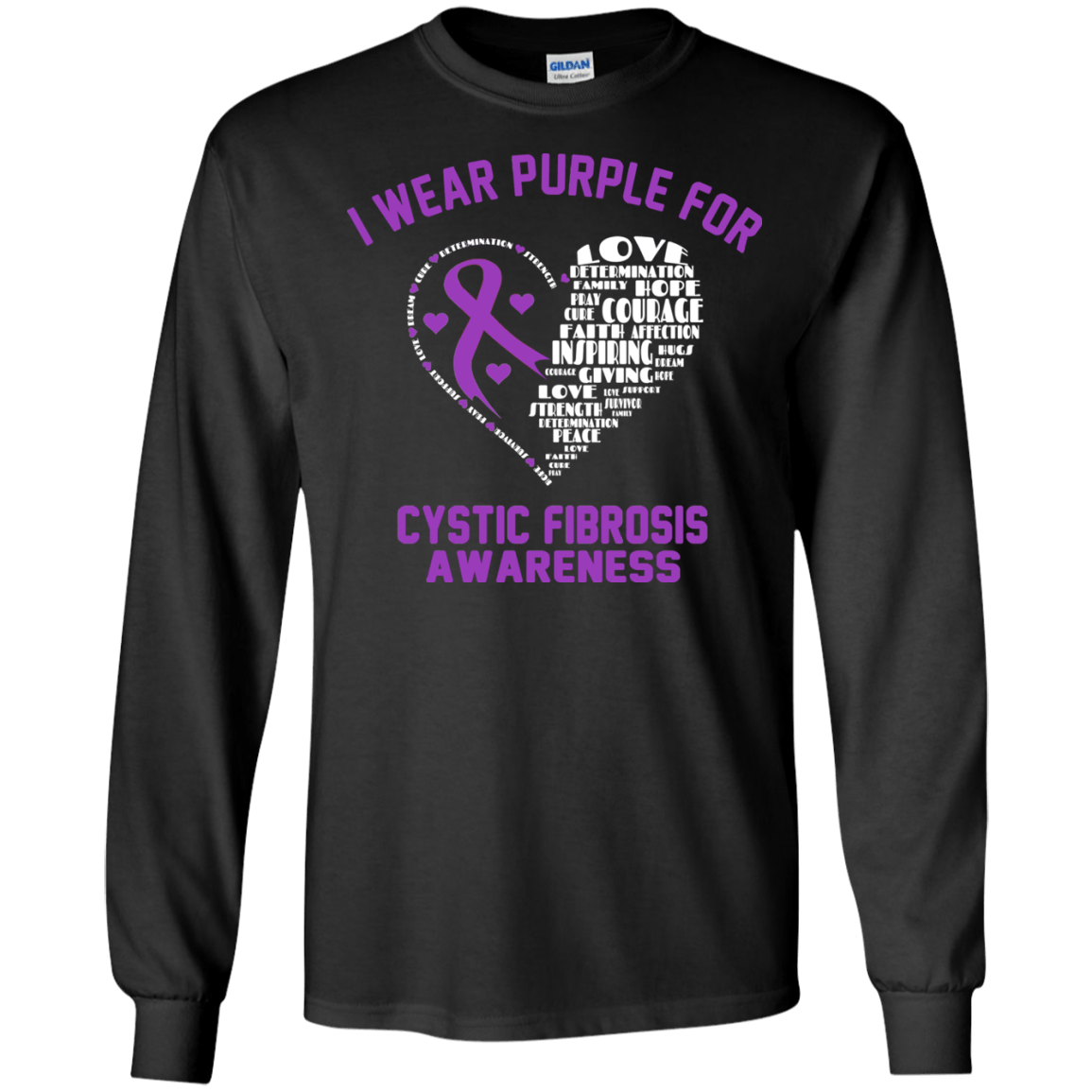 I wear Purple for Cystic Fibrosis Awareness Long sleeve & Sweater