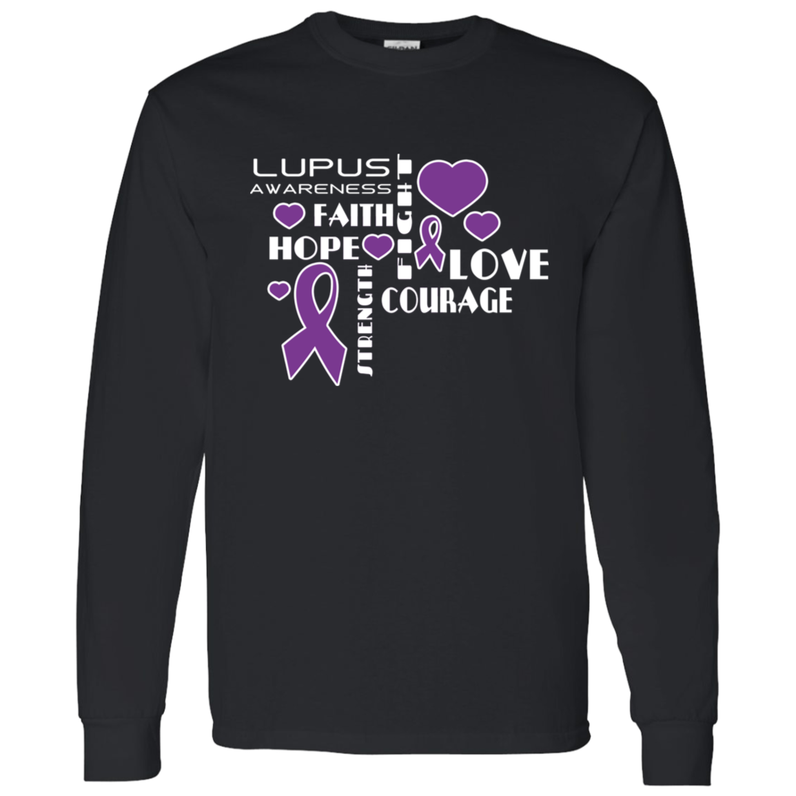 “Hope Faith Love” Lupus Awareness Long Sleeve