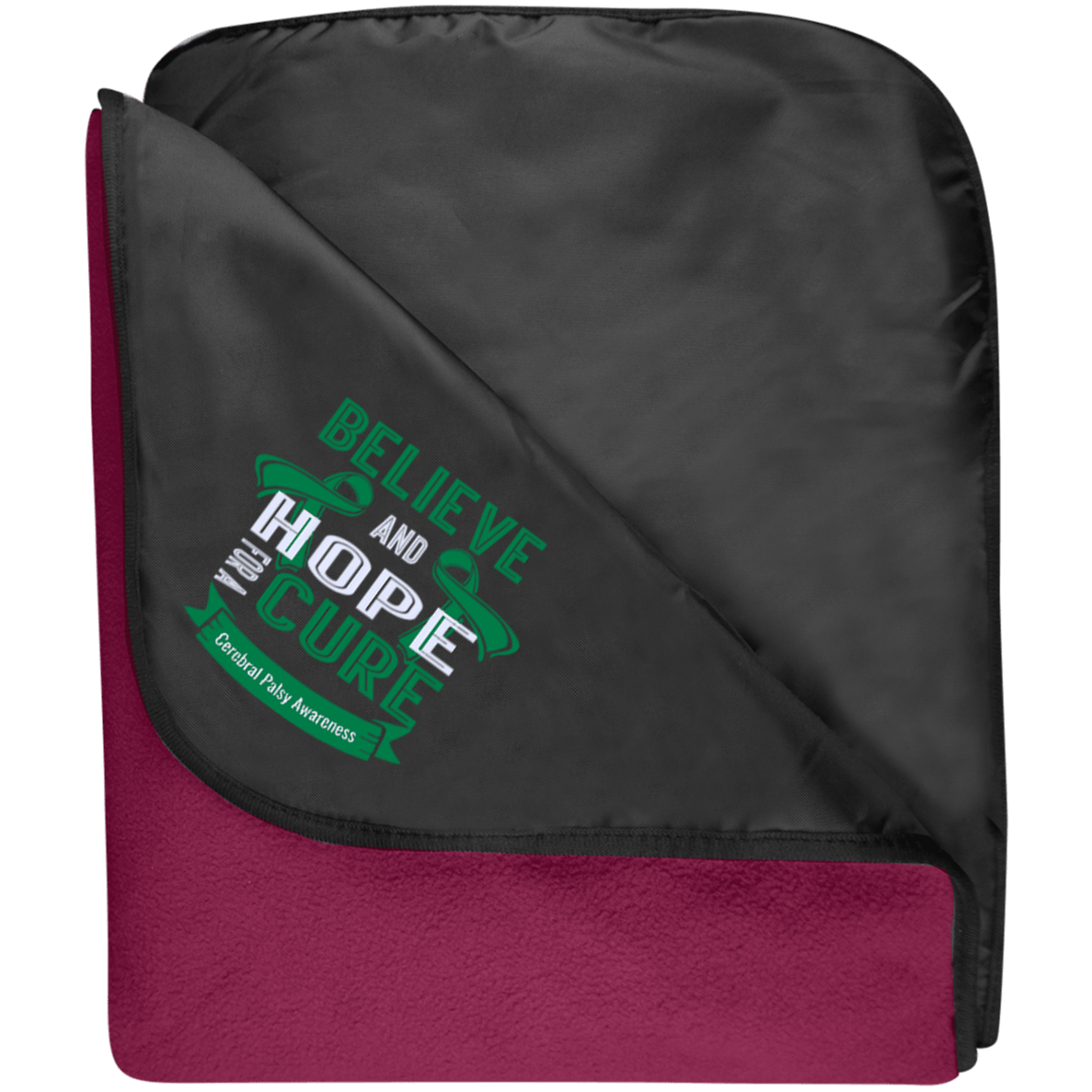 Fleece & Poly Travel Blanket – Believe & Hope for a cure….