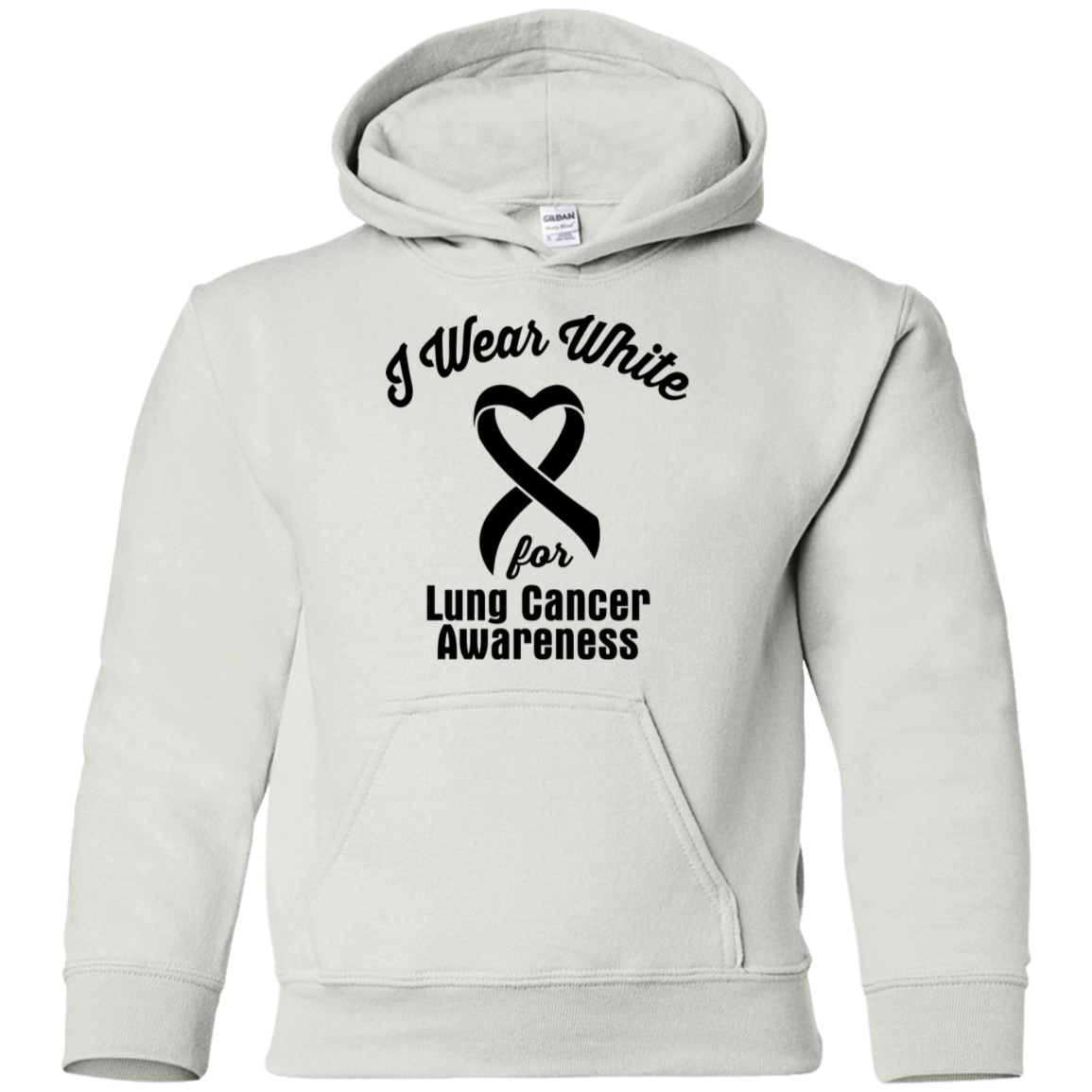 I Wear White Lung Cancer Awareness Kids Pullover Hoodie