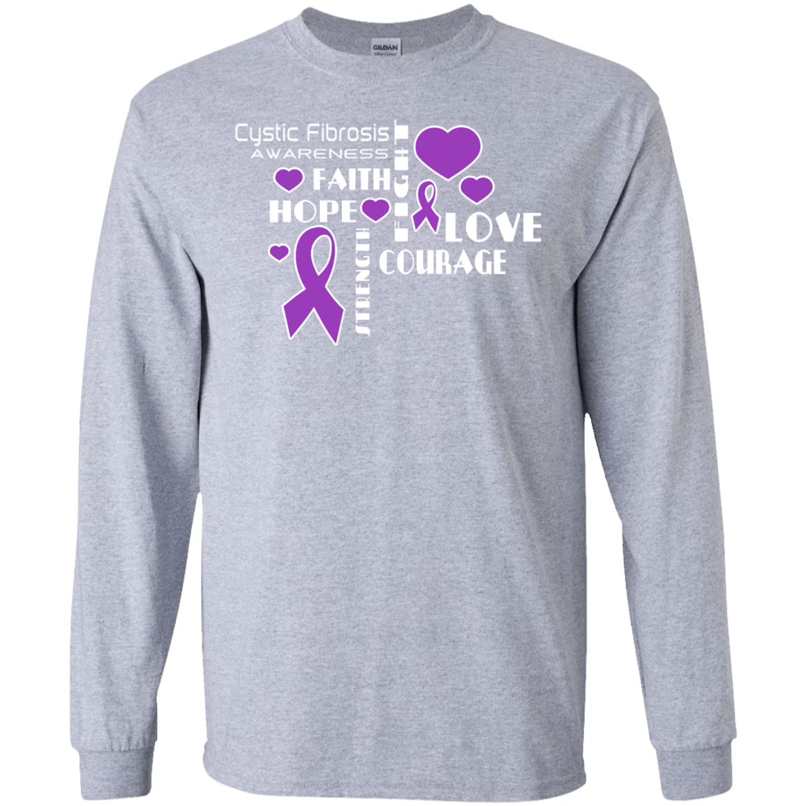 Hope Faith Love Cystic Fibrosis Awareness Long sleeve & Sweater