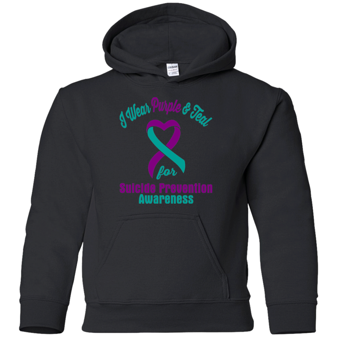 I Wear Purple & Teal!! Suicide Prevention Awareness KIDS Hoodie