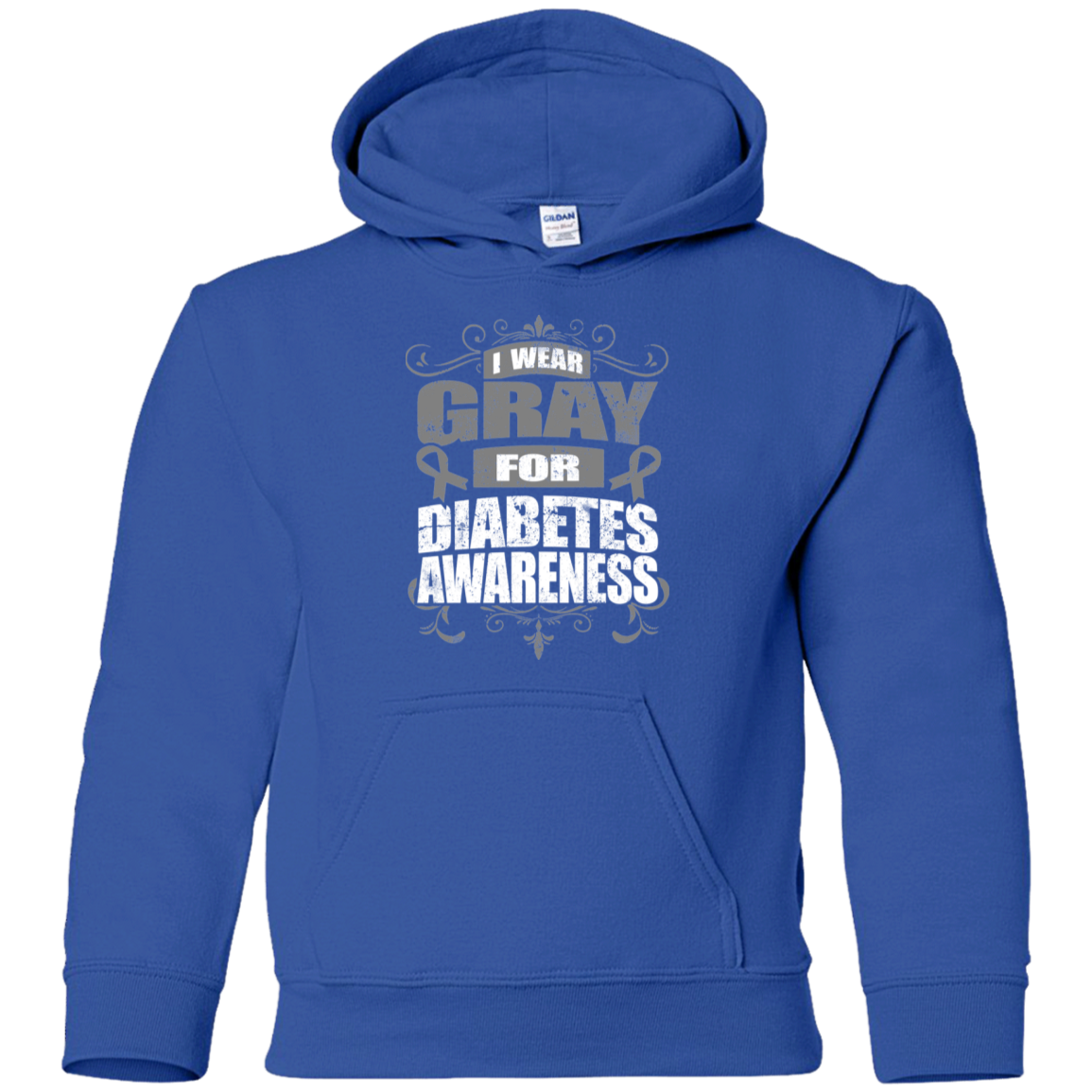 I Wear Gray for Diabetes Awareness! KIDS Hoodie