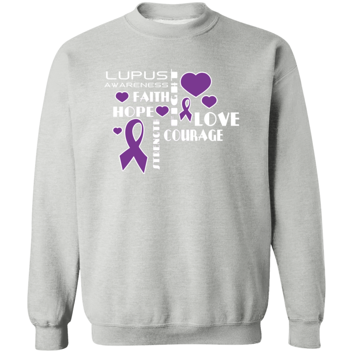 “Hope Faith Love” Lupus Awareness Crewneck Pullover Sweatshirt