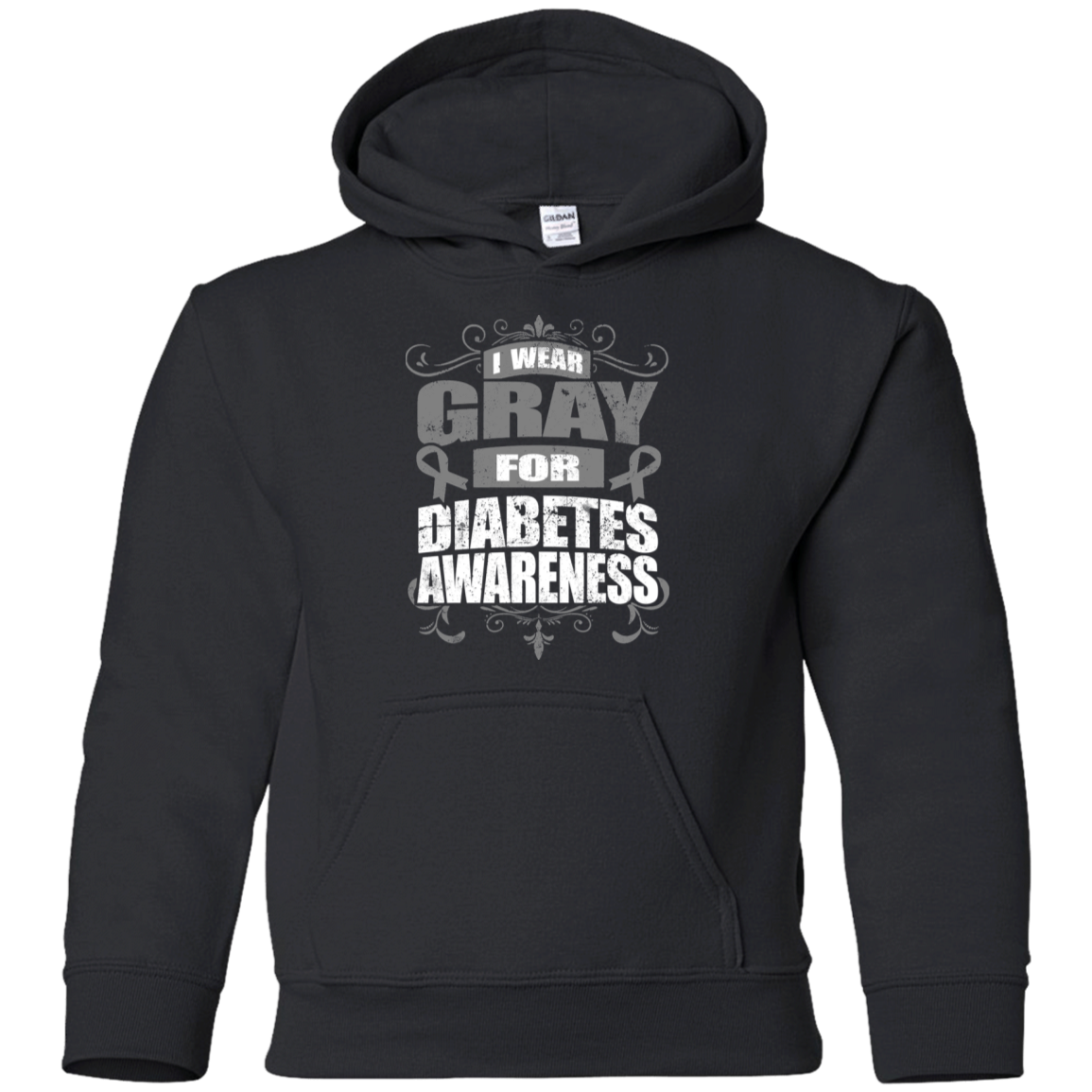 I Wear Gray for Diabetes Awareness! KIDS Hoodie