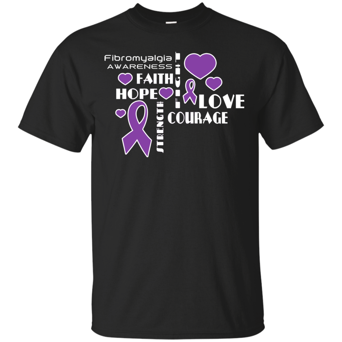 Hope Faith Love Fibromyalgia Awareness T-Shirt