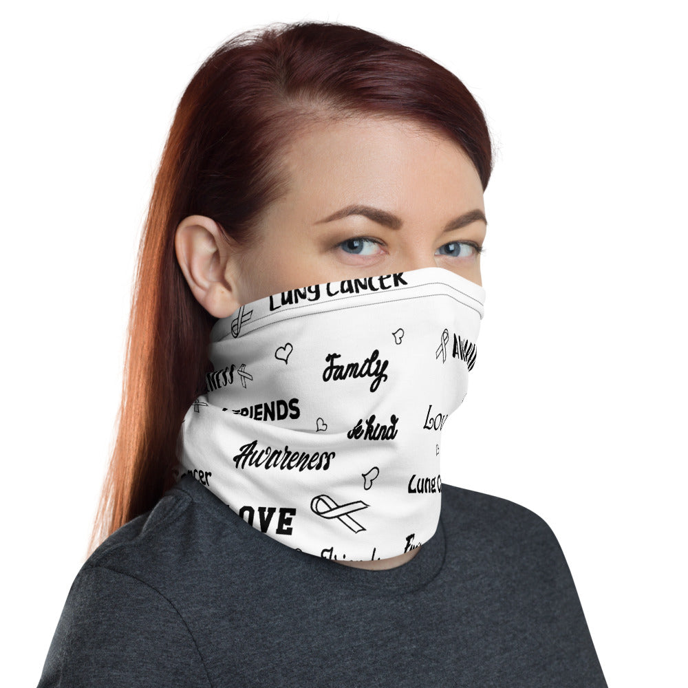 Lung Cancer Awareness Love and Be Kind Word Pattern Face Mask / Neck Gaiter