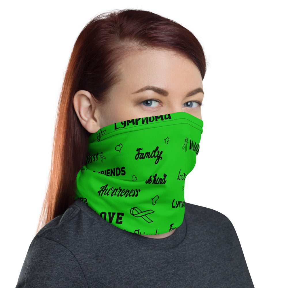 Lymphoma Awareness Love and Be Kind Word Pattern Face Mask / Neck Gaiter