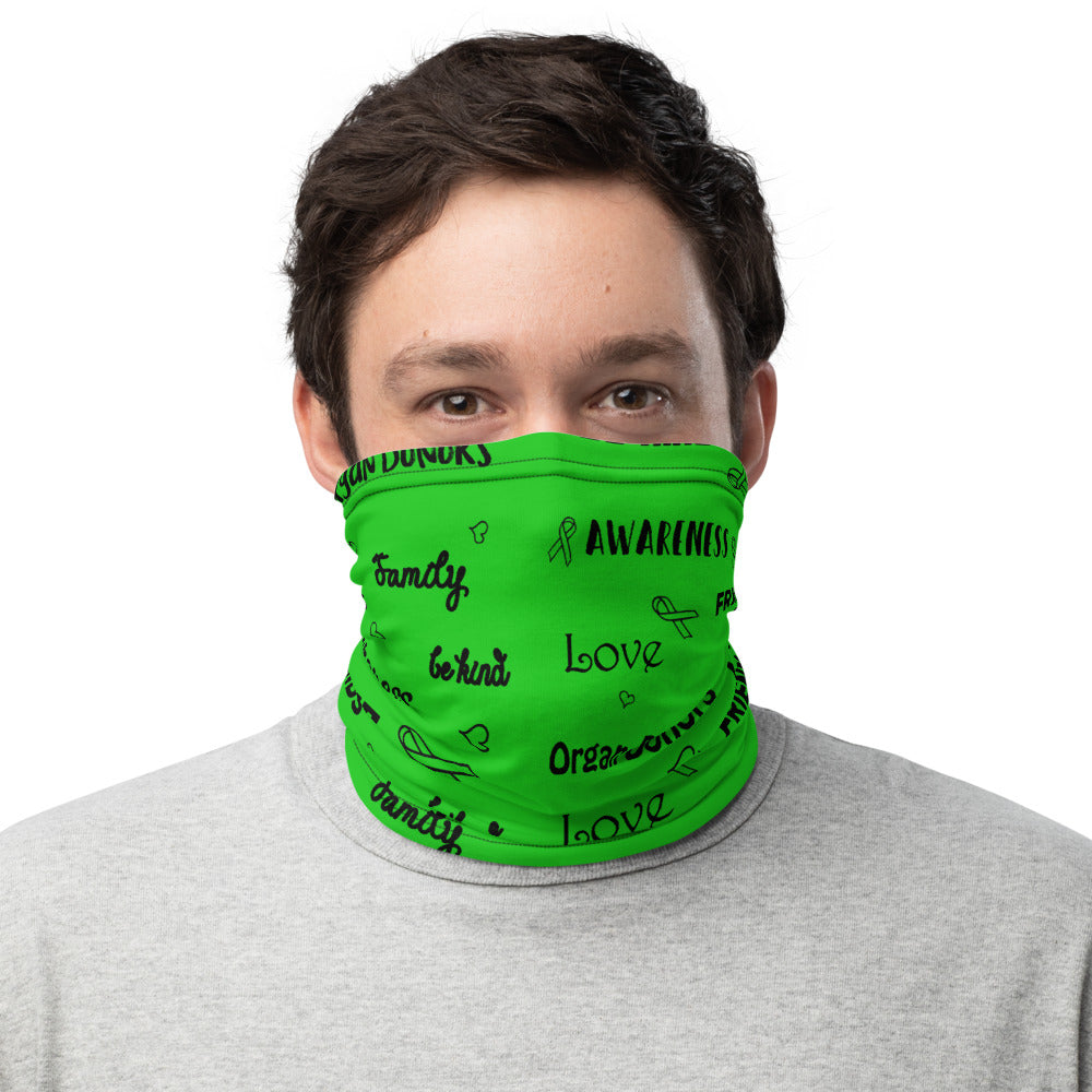 Organ Donors Awareness Love and Be Kind Word Pattern Face Mask / Neck Gaiter