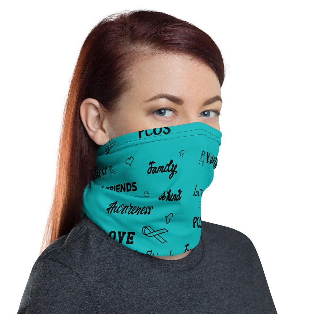 PCOS Awareness Love and Be Kind Word Pattern Face Mask / Neck Gaiter