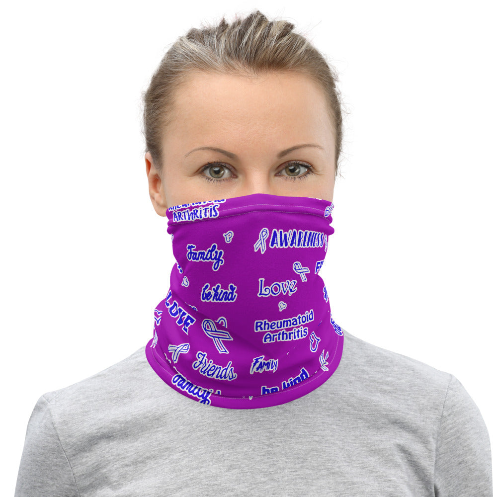 Rheumatoid Arthritis Awareness Love and Be Kind Word Pattern Face Mask / Neck Gaiter