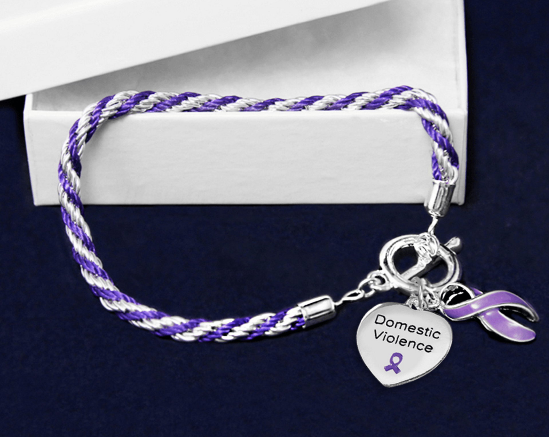 Domestic Violence Heart Charm Bracelet