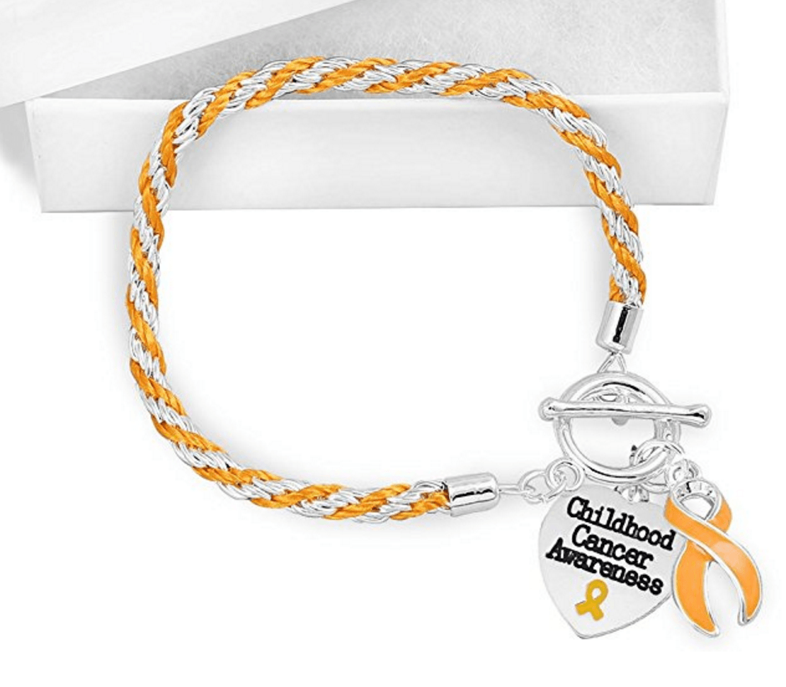 Childhood Cancer Heart Charm Bracelet