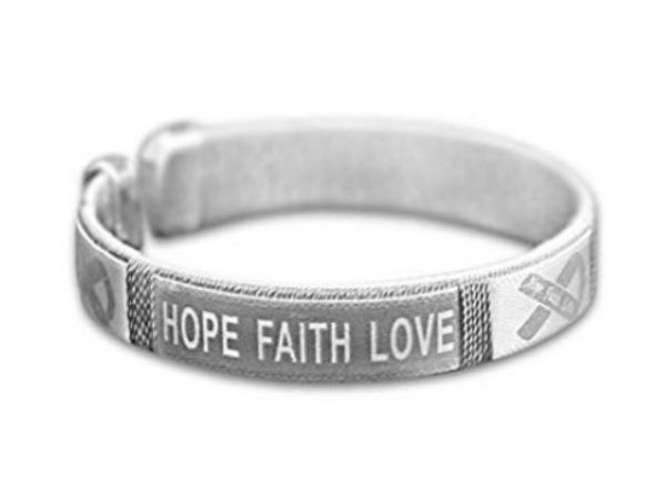 5 Pack Hope Faith Love Brain Cancer Awareness Bangles