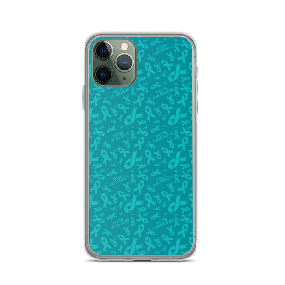 PCOS Awareness Ribbon Pattern iPhone Case