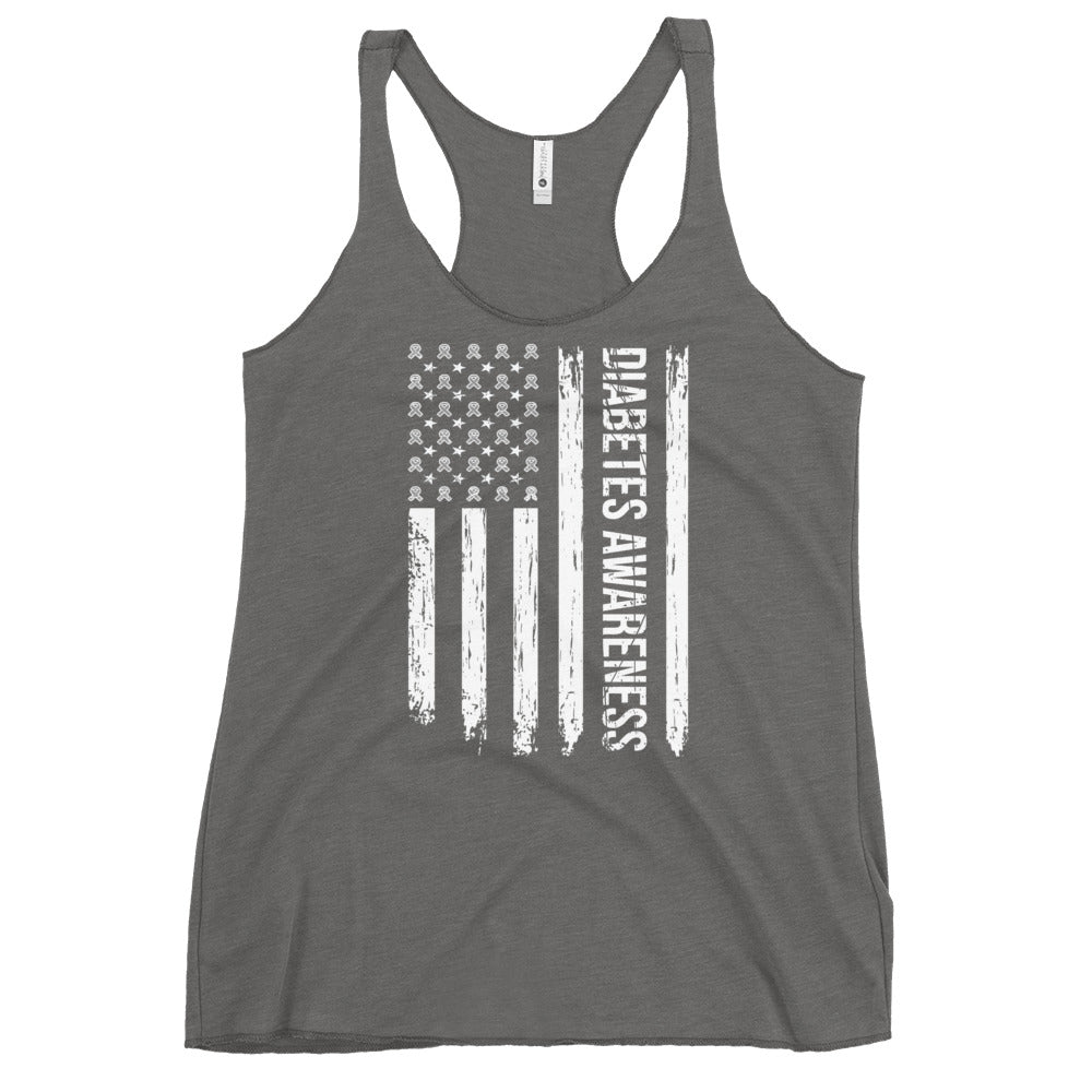 Diabetes Awareness USA Flag Women’s Racerback Tank