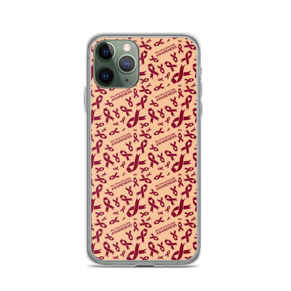 Multiple Myeloma Awareness Ribbon Pattern iPhone Case