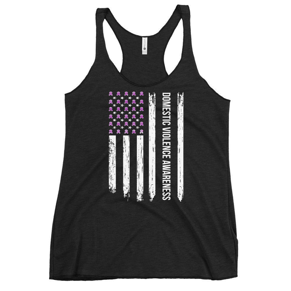 Domestic Violence Awareness USA Flag Women’s Racerback Tank