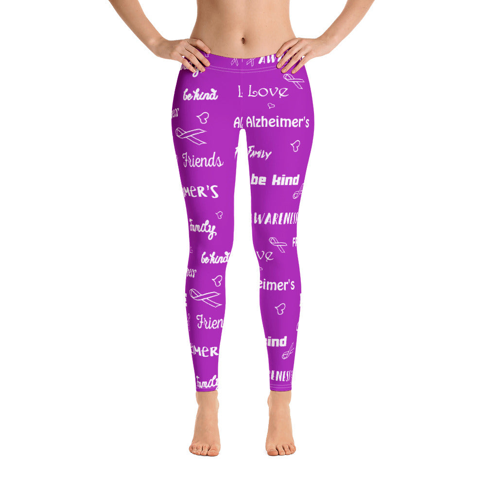 Alzheimer’s Awareness Be Kind Pattern Leggings