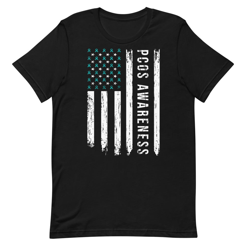 PCOS Awareness USA Flag Unisex T-Shirt