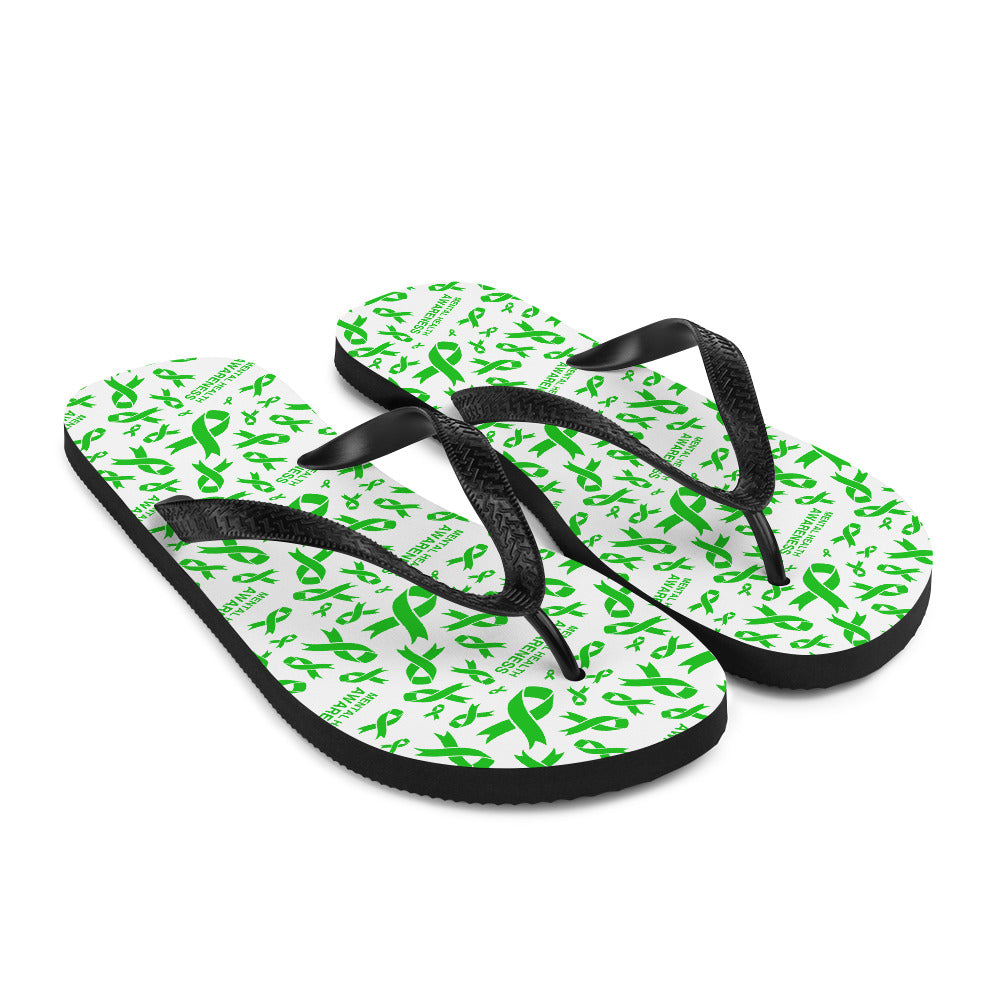 Mental Health Awareness Ribbon Pattern Flip-Flops