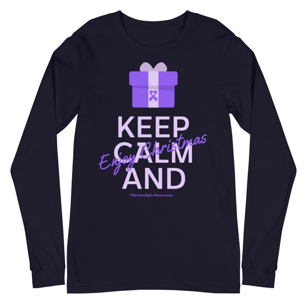 Fibromyalgia Awareness Keep Calm and Enjoy Christmas Long Sleeve T-Shirt