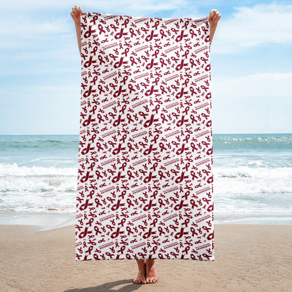 Multiple Myeloma Awareness Ribbon Pattern Beach Towel