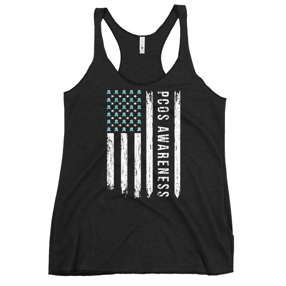 PCOS Awareness USA Flag Women’s Racerback Tank