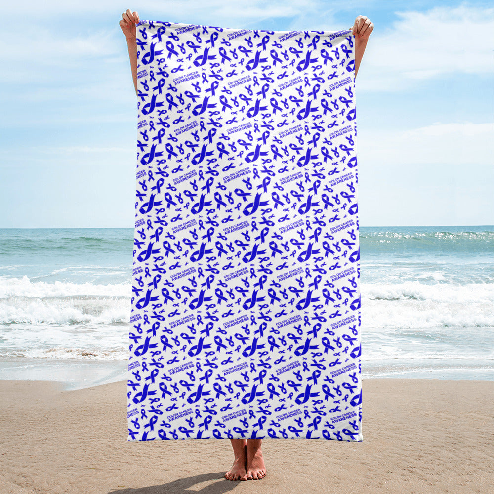 Colon Cancer Awareness Ribbon Pattern Beach Towel