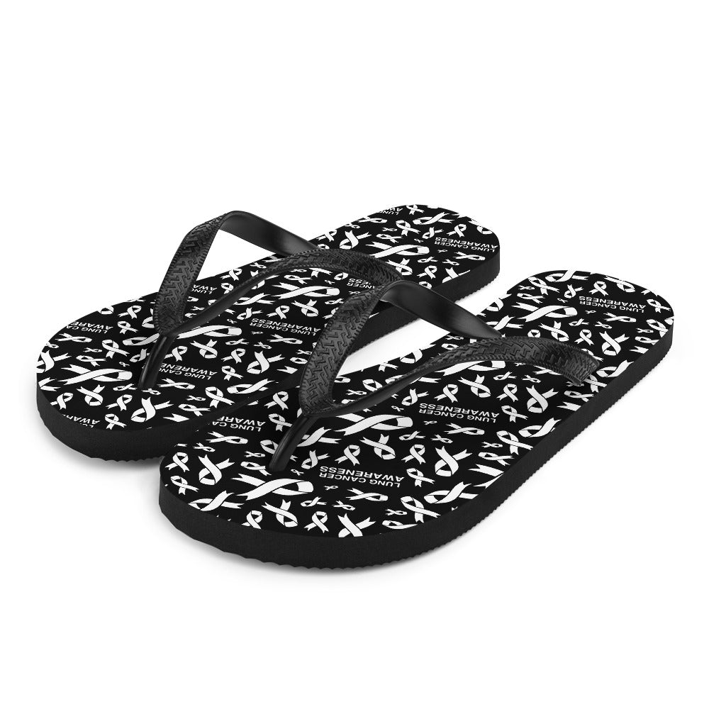 Lung Cancer Awareness Ribbon Pattern Flip-Flops