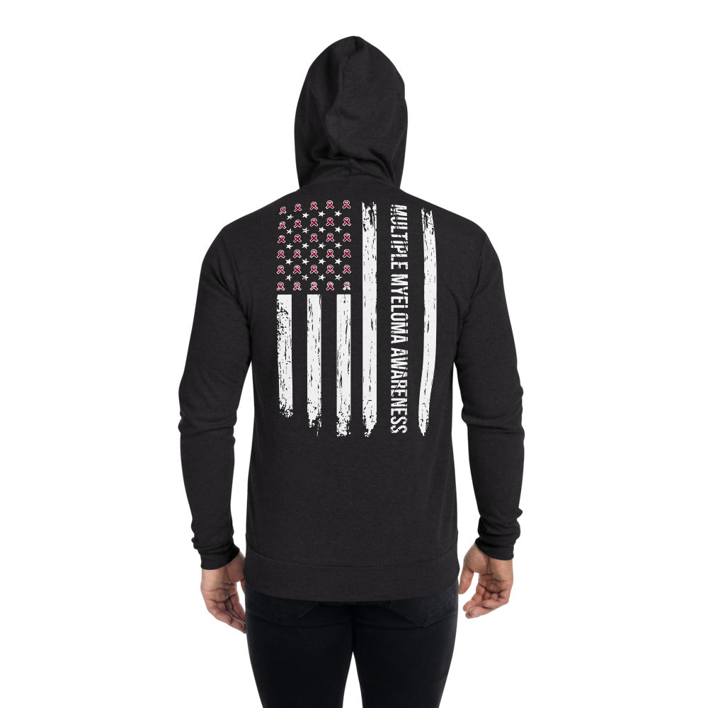 Multiple Myeloma Awareness USA Flag Zip Hoodie