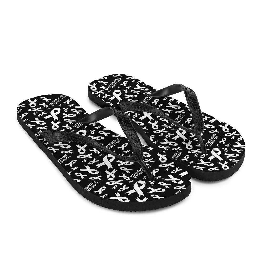 Lung Cancer Awareness Ribbon Pattern Flip-Flops