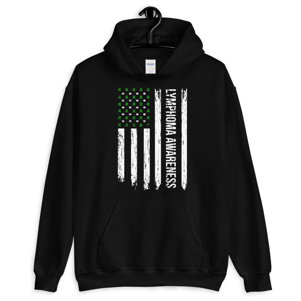 Lymphoma Awareness USA Flag Hoodie