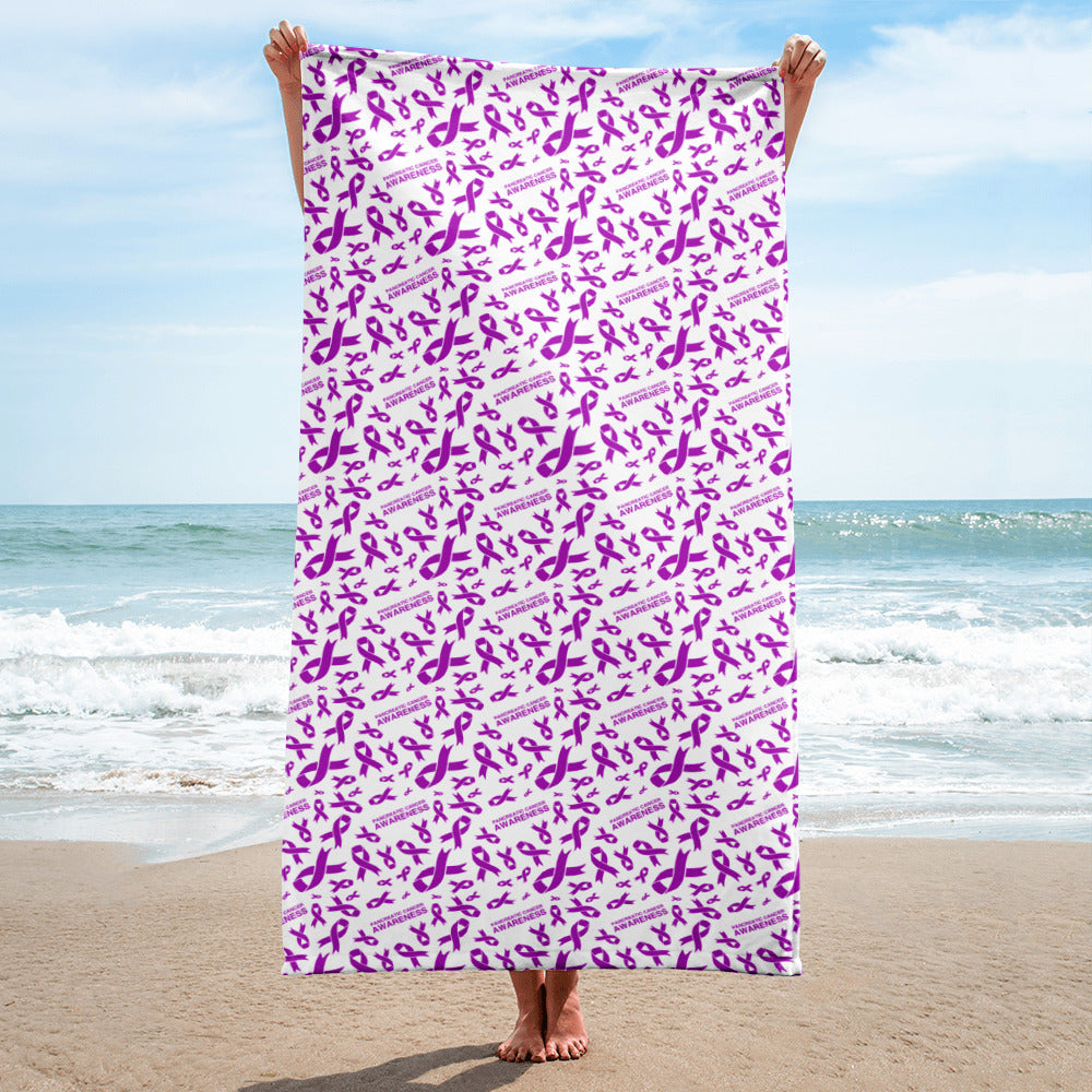 Pancreatic Cancer Awareness Ribbon Pattern Beach Towel